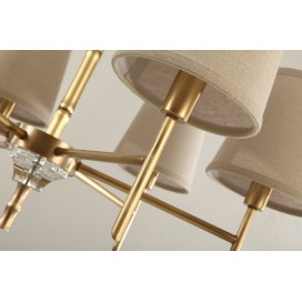 Fine Brass Crystal Chandelier with Fabric Shades