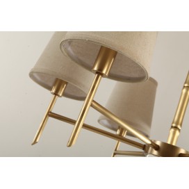 Fine Brass Crystal Chandelier with Fabric Shades