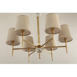 Fine Brass Crystal Chandelier with Fabric Shades