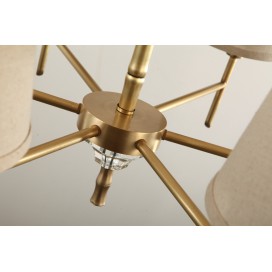 Fine Brass Crystal Chandelier with Fabric Shades