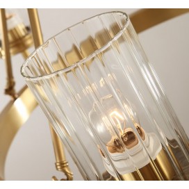 Fine Brass 8 Light Chandelier with Glass Shades