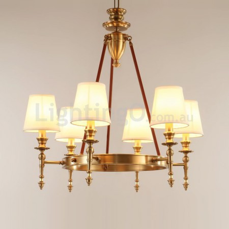 Fine Brass 6 Light Chandelier