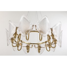 Fine Brass 10 Light Chandelier with Glass Shades