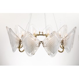 Fine Brass 10 Light Chandelier with Glass Shades