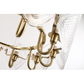 Fine Brass 10 Light Chandelier with Glass Shades