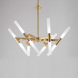 Modern/ Contemporary Two Tiers 12 Light Golden Chandelier