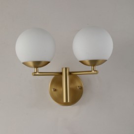 Fine Brass 2 Light Wall Sconce with Glass Shades