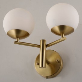 Fine Brass 2 Light Wall Sconce with Glass Shades