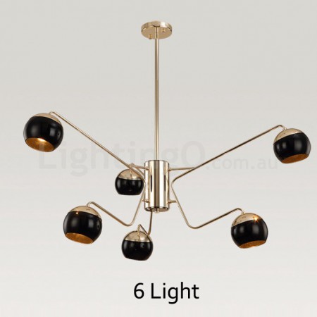 6 Light Two Tiers Modern/ Contemporary Metal Chandelier with Glass Shade