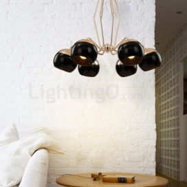 6 Light Single Tier Modern/ Contemporary Metal Chandelier with Glass Shade