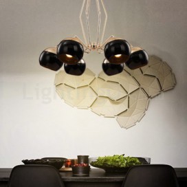 6 Light Single Tier Modern/ Contemporary Metal Chandelier with Glass Shade