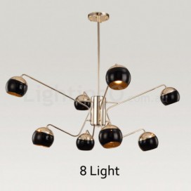 8 Light Two Tiers Modern/ Contemporary Metal Chandelier with Glass Shade