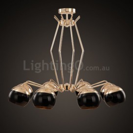 8 Light Single Tier Modern/ Contemporary Metal Chandelier with Glass Shade