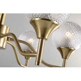 Fine Brass 12 Light Chandelier with Ball Glass Shades