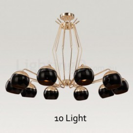 10 Light Single Tier Modern/ Contemporary Metal Chandelier with Glass Shade