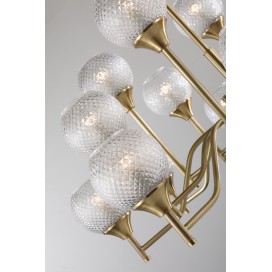 Fine Brass 16 Light Chandelier with Ball Glass Shades