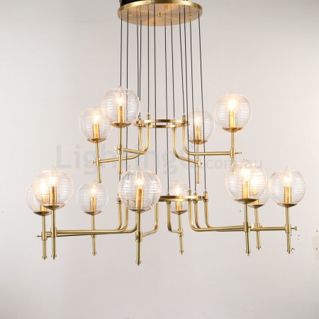 Fine Brass 12 (8+4) Light Two Tiers Chandelier