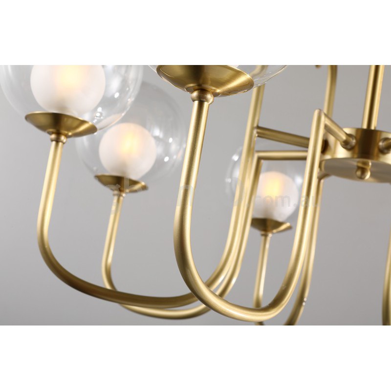 Fine Brass 8 Light Chandelier with Ball Glass Shades - LightingO Australia
