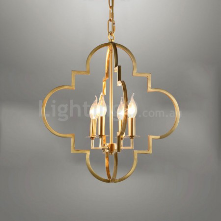 Fine Brass 4 Light Chandelier