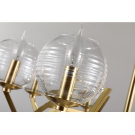 Fine Brass 8 Light Chandelier with Glass Shades