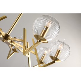 Fine Brass 8 Light Chandelier with Glass Shades