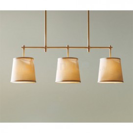 Country Retro 3 Light Copper Chandelier with Fabric Shade