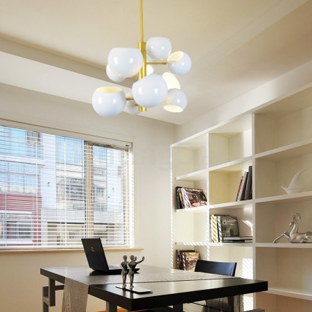 White 10 Light Modern/ Contemporary Chandelier