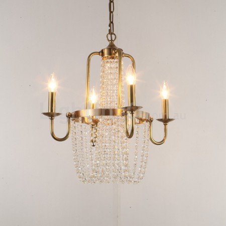 Fine Brass 4 Light Crystal Chandelier