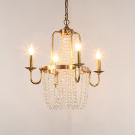 Fine Brass 4 Light Crystal Chandelier