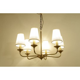 Fine Brass 6 Light Chandelier with Fabric Shades