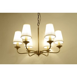 Fine Brass 6 Light Chandelier with Fabric Shades