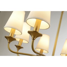 Fine Brass 6 Light Chandelier with Fabric Shades