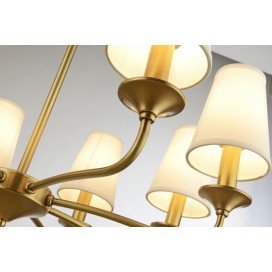 Fine Brass 6 Light Chandelier with Fabric Shades