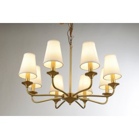 Fine Brass 8 Light Chandelier with Fabric Shades