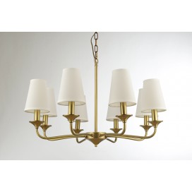 Fine Brass 8 Light Chandelier with Fabric Shades