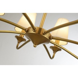 Fine Brass 8 Light Chandelier with Fabric Shades