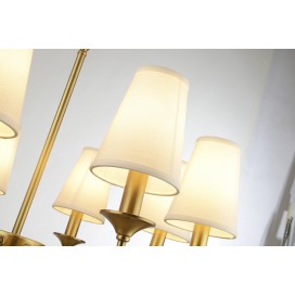 Fine Brass 8 Light Chandelier with Fabric Shades