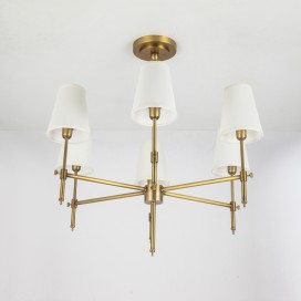 Fine Brass 6 Light Chandelier with Fabric Shades