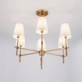 Fine Brass 6 Light Chandelier with Fabric Shades