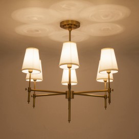 Fine Brass 6 Light Chandelier with Fabric Shades