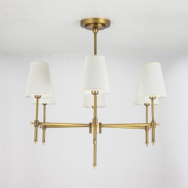 Fine Brass 6 Light Chandelier with Fabric Shades