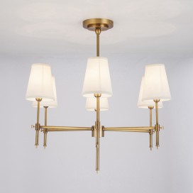 Fine Brass 6 Light Chandelier with Fabric Shades