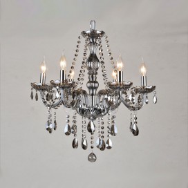 6 Light Retro Gray Candle Style Crystal Chandelier