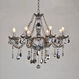 8 Light Retro Gray Candle Style Crystal Chandelier