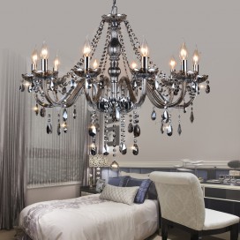 10 Light Retro Gray Candle Style Crystal Chandelier