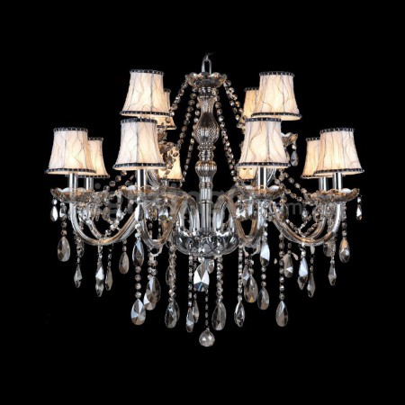 12 Light (8+4) 2 Tiers Retro Gray Candle Style Crystal Chandelier