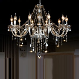 10 Light Cognac Colour Candle Style Crystal Chandelier