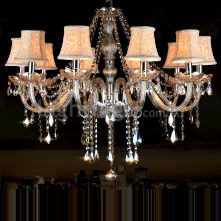 10 Light Cognac Colour Candle Style Crystal Chandelier