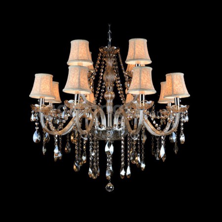 12 Light (8+4) 2 Tiers Cognac Colour Candle Style Crystal Chandelier