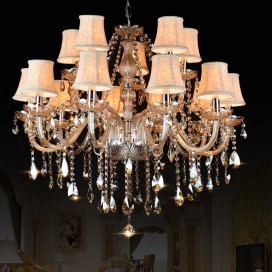 15 Light (10+5) 2 Tiers Cognac Colour Candle Style Crystal Chandelier